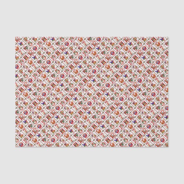 12 Days Of Christmas Quilt Print Tissue Paper (Front)