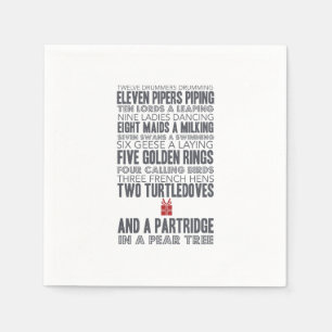 12 Days of Christmas Red Paper Napkins