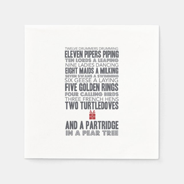 12 Days of Christmas | Red Paper Napkins (Front)