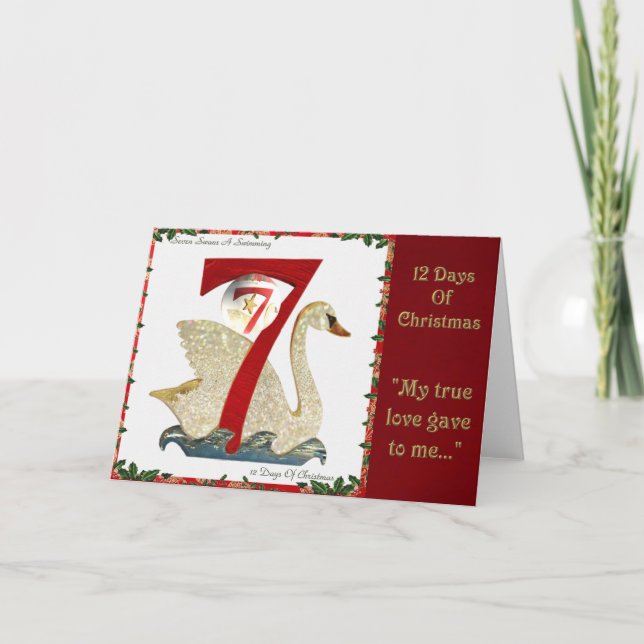 12 Days of Christmas Seven Swans A Swimming Holiday Card (Front)