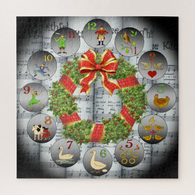 12 Days Of Christmas ~Sheet Music~Christmas Wreath Jigsaw Puzzle (Vertical)