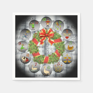 12 Days Of Christmas ~Sheet Music~Christmas Wreath Napkins