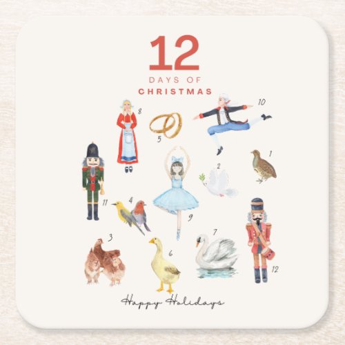 12 DAYS OF CHRISTMAS  SQUARE PAPER COASTER
