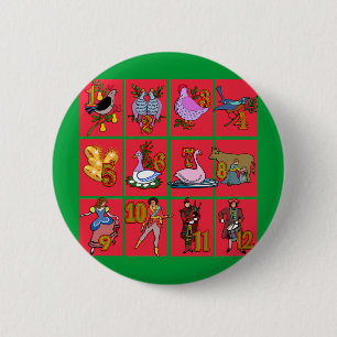12 Days of Christmas T-shirts, Apparel, Gifts Button