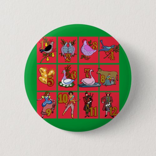 12 Days of Christmas T_shirts Apparel Gifts Button