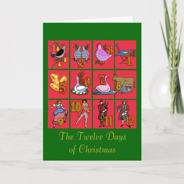 12 Days of Christmas T-shirts, Apparel, Gifts Holiday Card (Front)