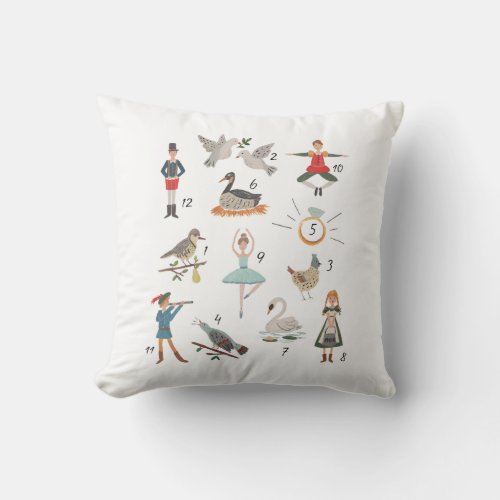 12 Days of Christmas Throw Pillow