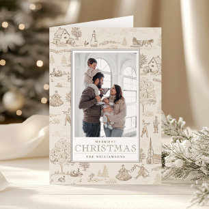 12 Days of Christmas Toile Folded Holiday Photo Card