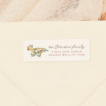 12 Days Of Christmas Trumpet Family Name Label<br><div class="desc">These festive labels feature a traditional trumpet from the pipers piping in the 12 Days Of Christmas. To the right, your family name is displayed in an elegant handwriting font, and below, your address details. These labels are perfect for enhancing your holiday correspondence, giving each envelope a traditional & elegant...</div>