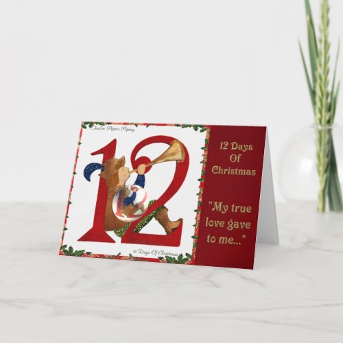 12 Days of Christmas Twelve Pipers Piping Holiday Card