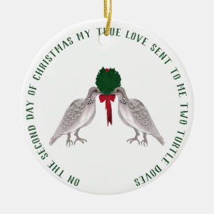 12 Days of Christmas Two Turtle Doves Ceramic Ornament
