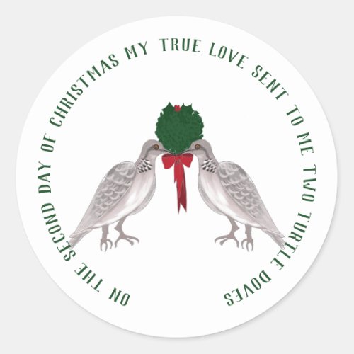 12 Days of Christmas Two Turtle Doves Classic Round Sticker