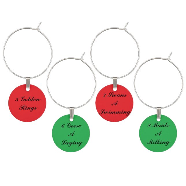 "12 Days of Christmas" Wine Charm Set (Set 2) (Staggered)