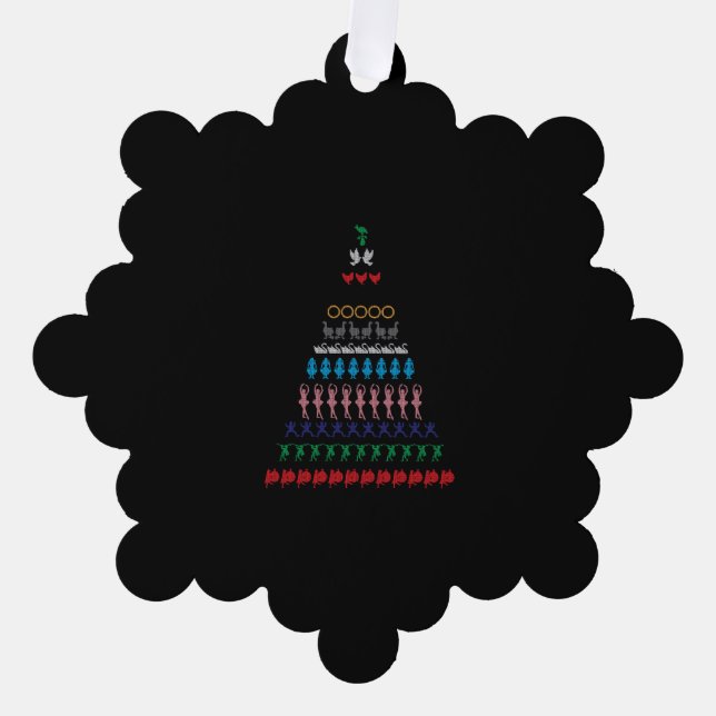 12 days of christmas wool style print ornament card (Front)