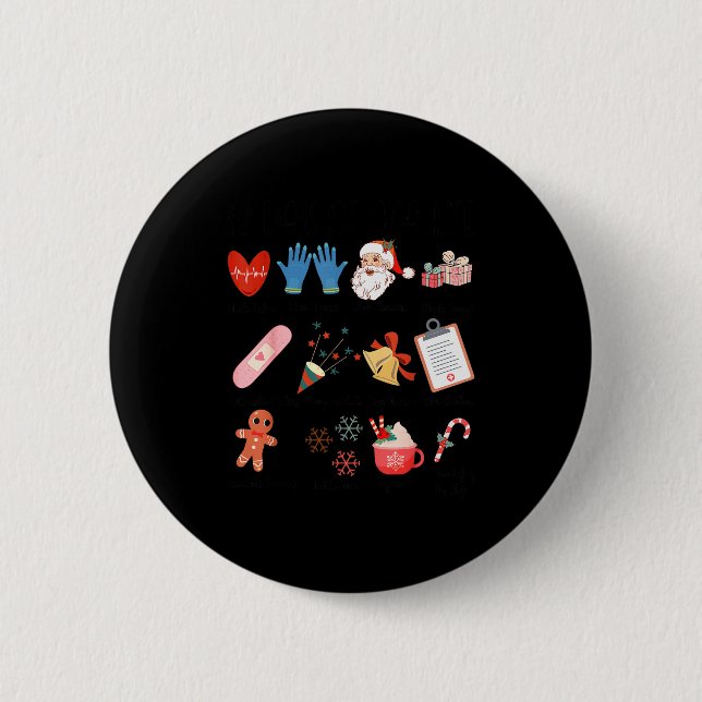 12 Days Of Cna Life Nurse Merry Christmas Pajamas  Button (Front)