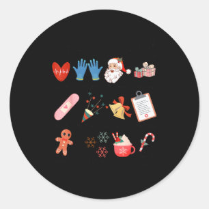 12 Days Of Cna Life Nurse Merry Christmas Pajamas Classic Round Sticker
