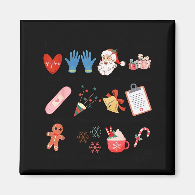 12 Days Of Cna Life Nurse Merry Christmas Pajamas  Magnet (Front)