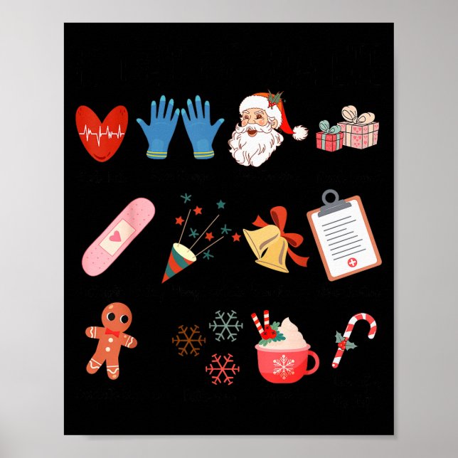 12 Days Of Cna Life Nurse Merry Christmas Pajamas  Poster (Front)