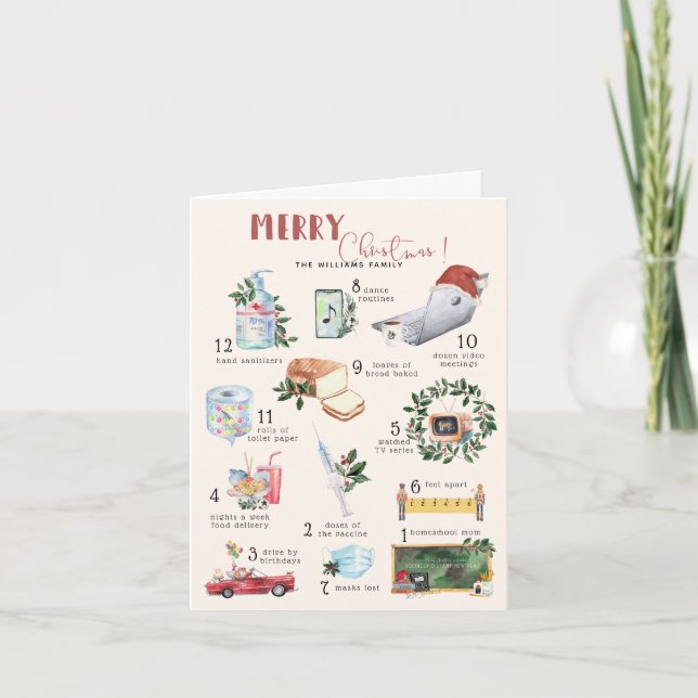 12 Days of Covid | "Quarantine" Christmas Holiday  Card (Front)