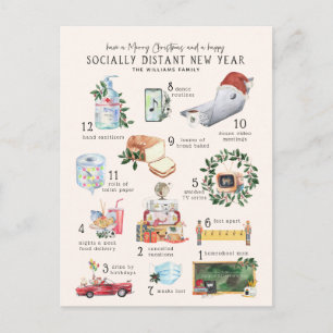 12 Days of Covid "Quarantine" Christmas Holiday Postcard