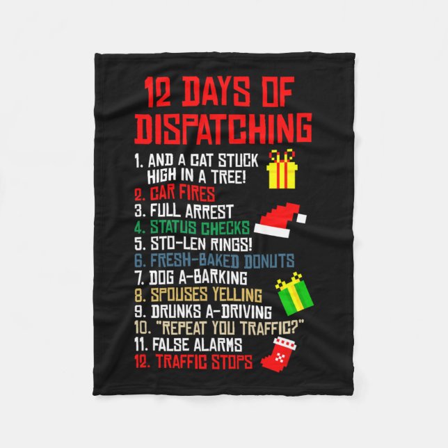 12 Days Of Dispatching Christmas Pajama X-mas Disp Fleece Blanket (Front)