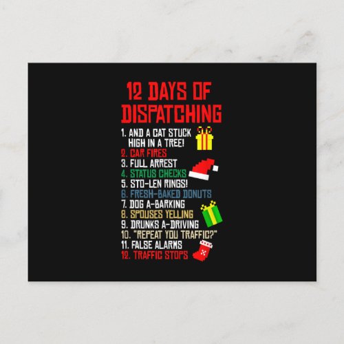 12 Days Of Dispatching Christmas Pajama X_mas Disp Postcard