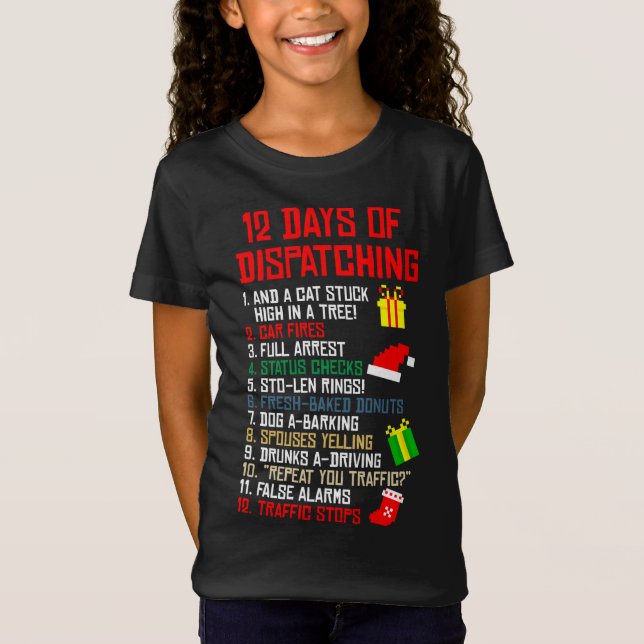 12 Days Of Dispatching Christmas Pajama X-mas Disp T-Shirt (Front)