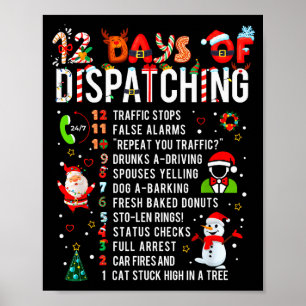 12 Days Of Dispatching Funny Christmas Dispatcher Poster
