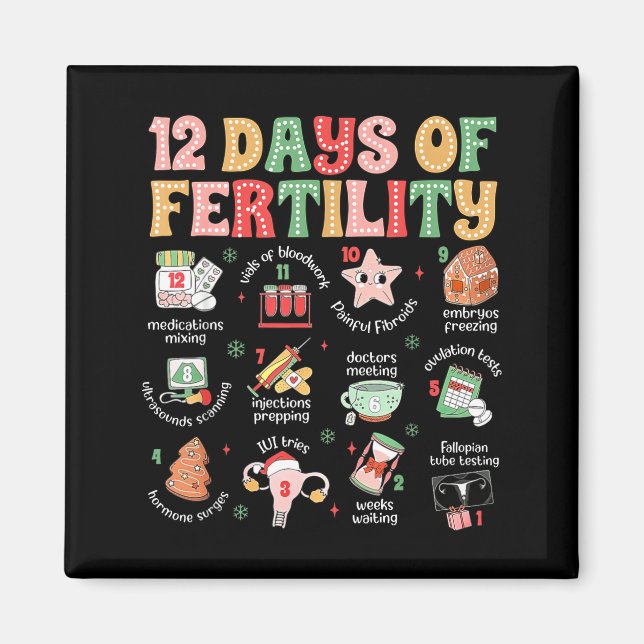 12 Days Of Fertility Ivf Nurse Christmas Ob Gyn Tr Magnet (Front)