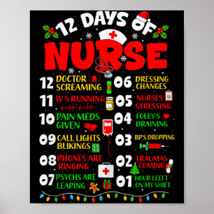 12 Days Of Nurse Schedule Ivs Running Bps Dropping Poster