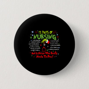 12 Days Of Nursing Stethoscope Nurse Christmas Xma Button