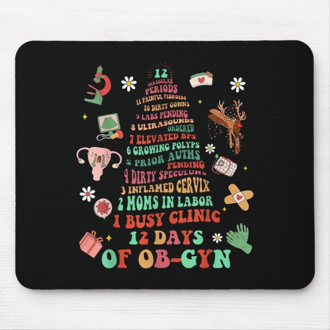 12 Days Of Ob-gyn Christmas Tree Labor &amp; Deliv Mouse Pad (Front)