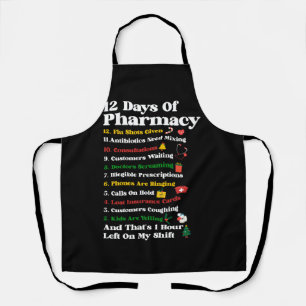 12 Days of Pharmacy Funny Christmas Pharmacist Tec Apron