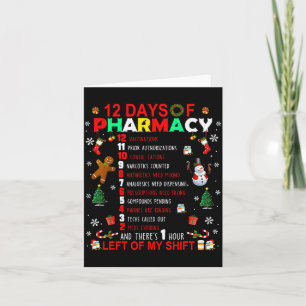 12 Days Of Pharmacy Funny Christmas Pharmacist Tec Card