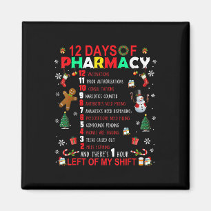 12 Days Of Pharmacy Funny Christmas Pharmacist Tec Magnet