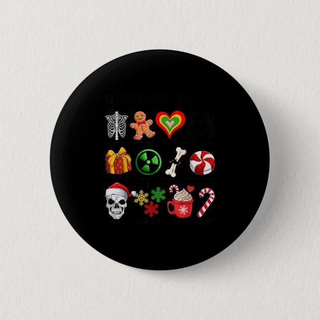 12 Days Of Radiology Xray Tech Ct Mri Merry Christ Button (Front)