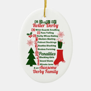 12 Days of Roller Derby Christmas, Roller Skating Ceramic Ornament