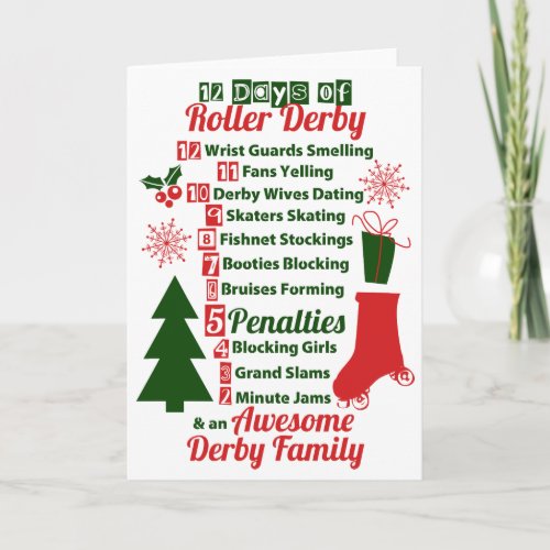 12 Days of Roller Derby Christmas Roller Skating Holiday Card