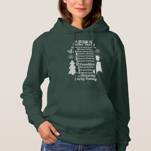 12 Days of Roller Derby Christmas, Roller Skating Hoodie (Front)