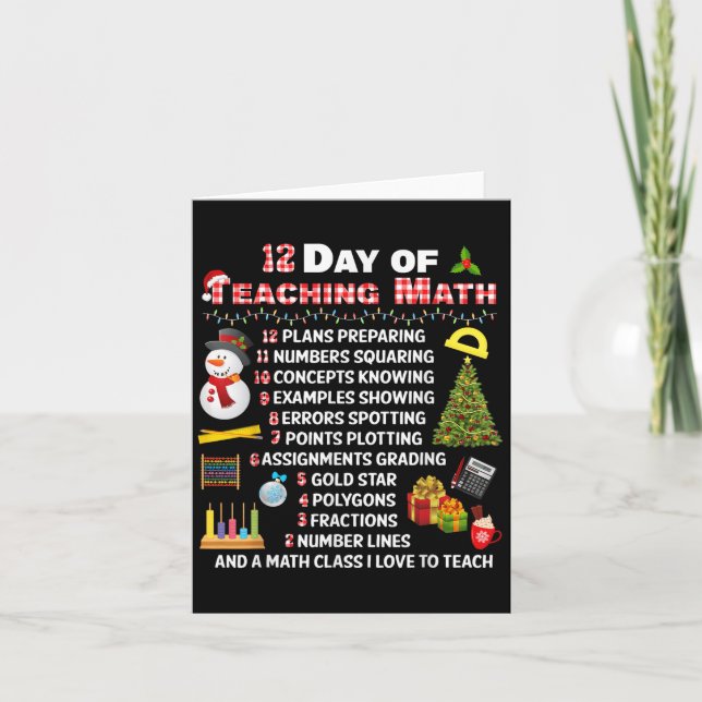 12 Days Of Teaching Math Christmas Math Teacher Xm Card (Front)