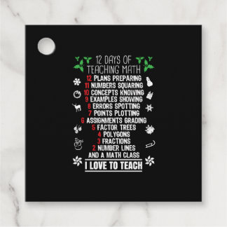 12 Days of Teaching Math Teacher Christmas Gifts Favor Tags