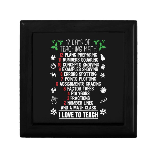 12 Days of Teaching Math Teacher Christmas Gifts Gift Box (Front)