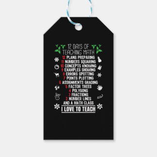 12 Days of Teaching Math Teacher Christmas Gifts Gift Tags