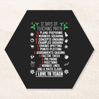 12 Days of Teaching Math Teacher Christmas Gifts Paper Coaster