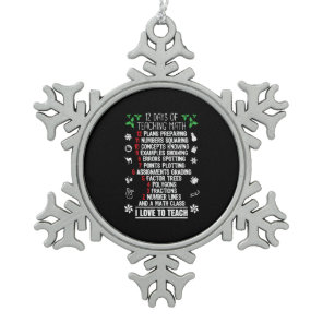 12 Days of Teaching Math Teacher Christmas Gifts Snowflake Pewter Christmas Ornament