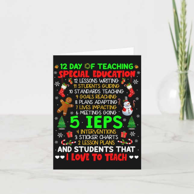 12 Days Of Teaching Special Education Ieps Sped Te Card (Front)