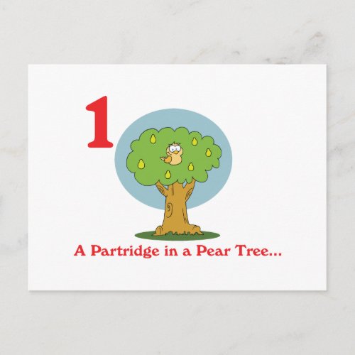 12 days partridge in a pear tree postcard