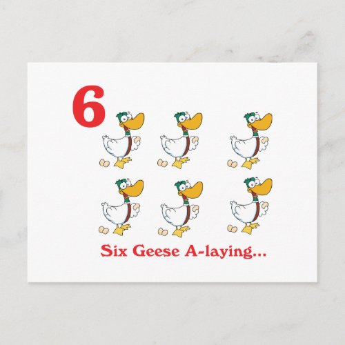 12 days six geese a_laying postcard