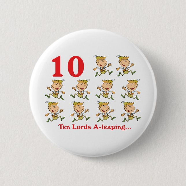12 days ten lords a-leaping pinback button (Front)