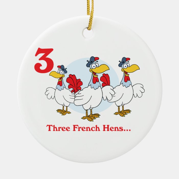 12 days three french hens christmas tree ornaments